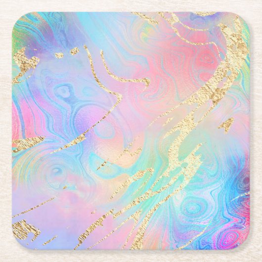 FAUX iriserende vloeistof marmer Kartonnen Onderzetters (Voorkant)