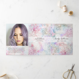Faux iriserende waterverf drievoudige brochure drieluik kaart