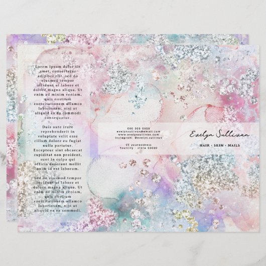 Faux iriserende waterverf glitter brochure (Voorkant / Achterkant)