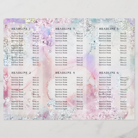 Faux iriserende waterverf glitter brochure (Achterkant)