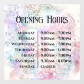 Faux iriserende Waterverf Glitter Openingstijden Raamsticker (Vel)