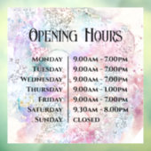 Faux iriserende Waterverf Glitter Openingstijden Raamsticker (Vel 3)