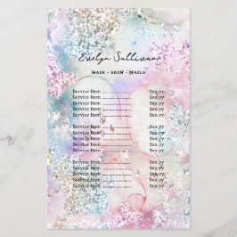 Faux iriserende waterverf prijslijst flyer