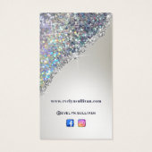 Faux iriserende zilveren glitter folie bijsluiter visitekaartje (Achterkant)