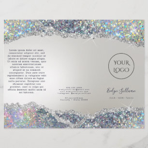 Faux iriserende zilveren glitter folie brochure