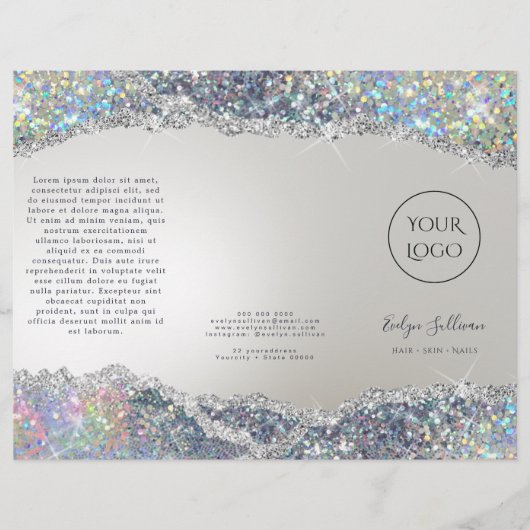 Faux iriserende zilveren glitter folie brochure (Voorkant)