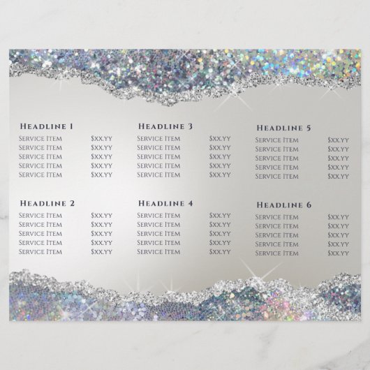 Faux iriserende zilveren glitter folie brochure (Achterkant)