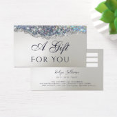 Faux iriserende zilveren glitter folie cadeaubon visitekaartje (Bureau)