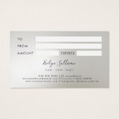 Faux iriserende zilveren glitter folie cadeaubon visitekaartje (Achterkant)