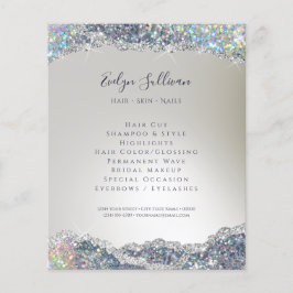 Faux iriserende zilveren glitter folie flyer