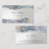 Faux iriserende zilveren glitter folie visitekaart visitekaartje (Voorkant / Achterkant)