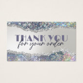 Faux iriserende zilveren glitter kortingskaart visitekaartje (Voorkant)