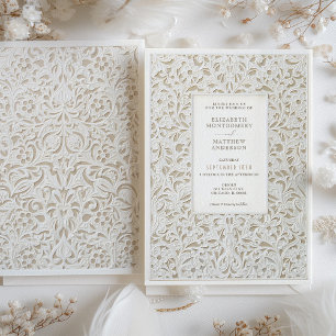 Faux Ivory Lace bruiloft Kaart