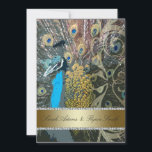 Faux Jewel & Elegant Peacock Wedding Invitation Kaart<br><div class="desc">Gebruik deze elegante pauw met faux jewels bruiloft uitnodigingen om je gasten uit te nodigen voor de bruiloft van je dromen. Pas je volledig aan met al je trouwgegevens.</div>