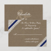 FAUX jute en kant met marineblauw rsvp 3,5 x 5 (Voorkant / Achterkant)