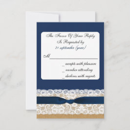 FAUX jute en kant met marineblauw rsvp 3,5 x 5 Kaartje
