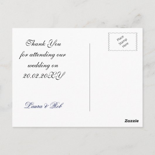 FAUX jute, marineblauw en witte kant Dank u Briefkaart (Achterkant)