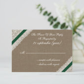 FAUX jute met smaragdgroene rsvp 3,5 x 5 (Staand voorkant)