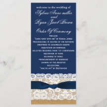 FAUX jute, rustieke bruiloft programma's thee leng