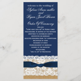 FAUX jute, rustieke bruiloft programma's thee leng