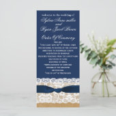 FAUX jute, rustieke bruiloft programma's thee leng (Staand voorkant)