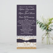 FAUX jute, rustieke bruiloft programma's thee leng (Staand voorkant)