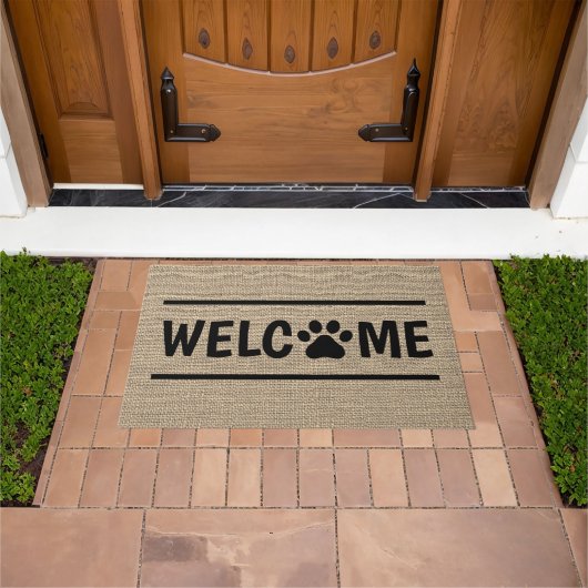 Faux Jute  Stylish Trendy Welcome Paw Deurmat (Buiten)