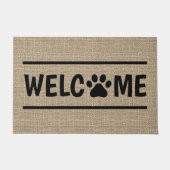 Faux Jute  Stylish Trendy Welcome Paw Deurmat (Voorkant)