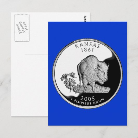 Faux Kansas State Quarter Briefkaart (Voorkant / Achterkant)