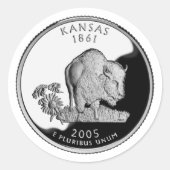 Faux Kansas State Quarter Ronde Sticker (Voorkant)