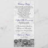 Faux kant en lint marine blauwe bruiloft programma programmakaart (Achterkant)