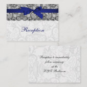 Faux kant en lint marine blauwe ontvangst kaarten (Voorkant / Achterkant)