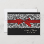 Faux kant en lint rood, zwart 3,5 x 5 rsvp (Voorkant)