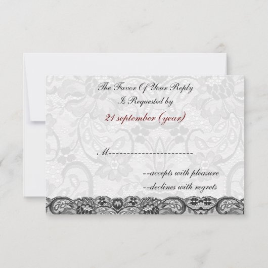 Faux kant en lint rood, zwart 3,5 x 5 rsvp (Achterkant)