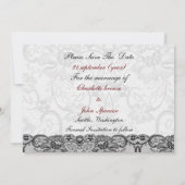 Faux kant en lint rood, zwart, behalve datum save the date (Achterkant)