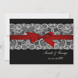 Faux kant en lint rood, zwart, behalve datum save the date