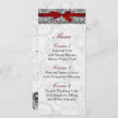Faux kant en lint rood, zwart bruiloft Menu (Voorkant / Achterkant)