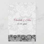 Faux kant en lint rood, zwart bruiloft Menu (Achterkant)