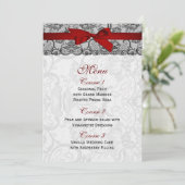 Faux kant en lint rood, zwart bruiloft Menu (Staand voorkant)