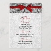 Faux kant en lint rood, zwart bruiloft Menu (Voorkant)