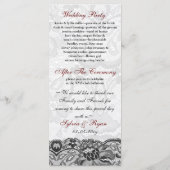 Faux kant en lint rood, zwarte bruiloft programma' programmakaart (Achterkant)