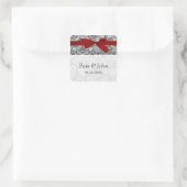 Faux kant en lint rood, zwarte envelop afdichtinge vierkante sticker (Tas)