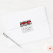 Faux kant en lint rood, zwarte envelop afdichtinge vierkante sticker (Envelop)