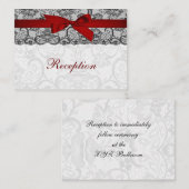 Faux kant en lint rood, zwarte ontvangst kaarten (Voorkant / Achterkant)