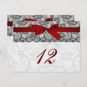 Faux kant en lint rood, zwarte-tafelnummerkaarten briefkaart (Voorkant / Achterkant)