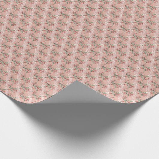 Faux Kant en Rozen  Country Blush Pink Cadeaupapier (Hoek)
