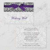 Faux kanten lint paarse zwarte wenskaarten informatiekaartje (Voorkant / Achterkant)