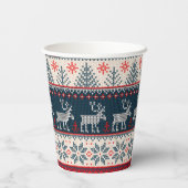 Faux Knit Holiday Patroon Nordic Theme Kerstmis Papieren Bekers (Achterkant)