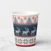 Faux Knit Holiday Patroon Nordic Theme Kerstmis Papieren Bekers (Links)