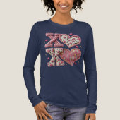Faux Knitted-Design XOXO Valentine Long Sleeve  Tri-Blend Shirt (Voorkant)